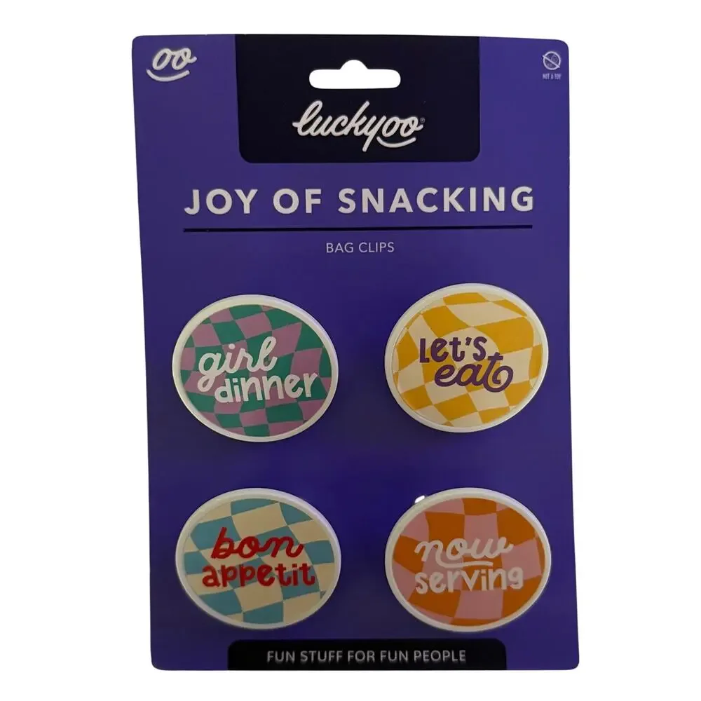 Luckyoo Joy of Snacking 4p Bag Clips NEW